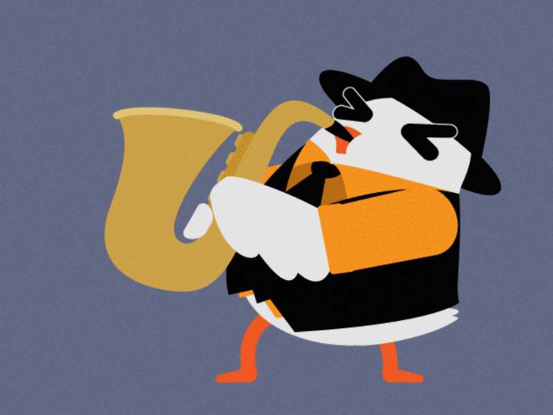 Saxophone Chicken animated gif animation bird character chicken gif jazz kiara mograph motion graphic music sax saxophone