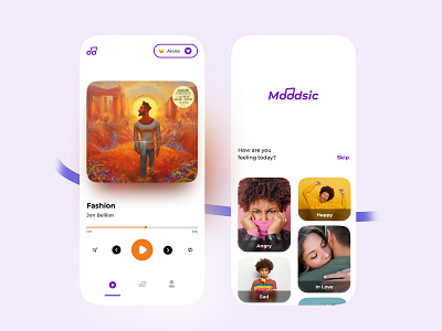 Moodsic App Design app design graphic design illustration typography ui uidesign ux