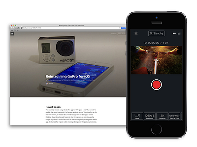 Reimagining Gopro For iOS app application camera go pro gopro ios iphone medium record redesign remote write up