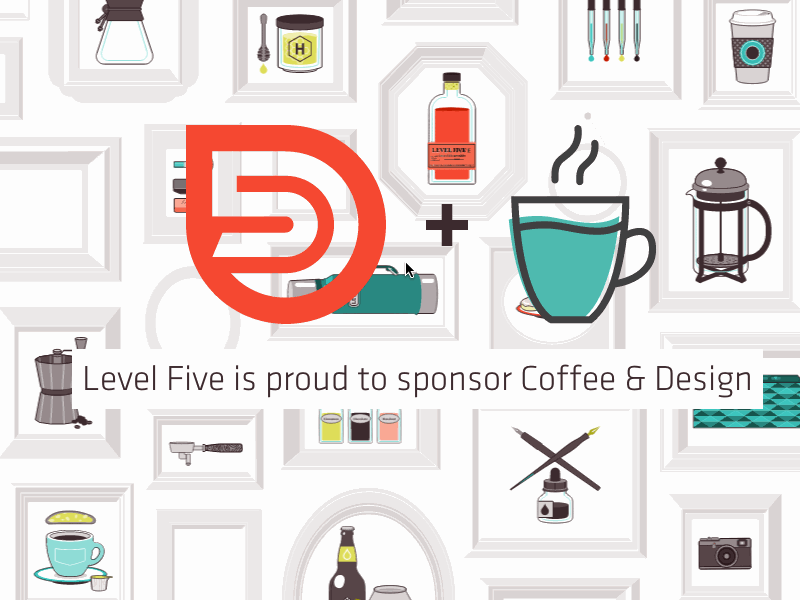 Level Five + Coffee & Design animation illustration landing page web design