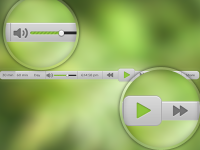 Media Bar buttons loupe media player menu play volume