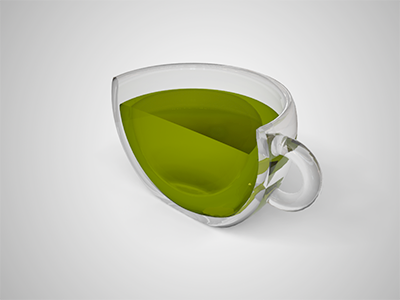 Green Tea 3d coffee glass green tea mug render tea