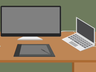 Workspace Illustration desk illustration macbook air vector workspace