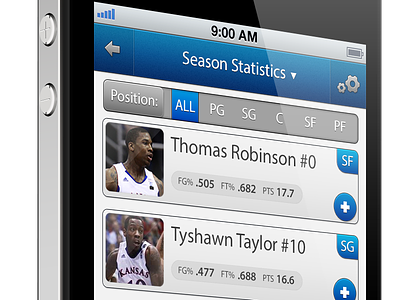 Pocket Stats basketball ios iphone mobile sports statistics ui ux