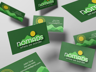 Nomads- Where We Wander callcard company design graphic graphic design green hike illustration illustrator mockup mountains photoshop