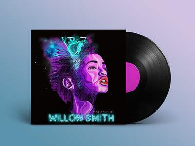 Wait a Minute! album albumcover coverart cyan design dimentions galaxy illustration love neon purple smith song spiritual willow