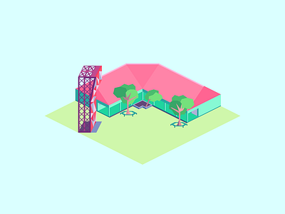 Isometric Ol' High School building game graphic design illustration isometric video games