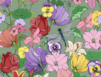 Floral Pattern botanical fabrics fashion floral flowers lily pattern rose seamless seamlesspattern textile textile design