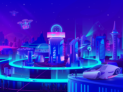 Futuristic space beauty city beauty city cyber future robot space spaceship