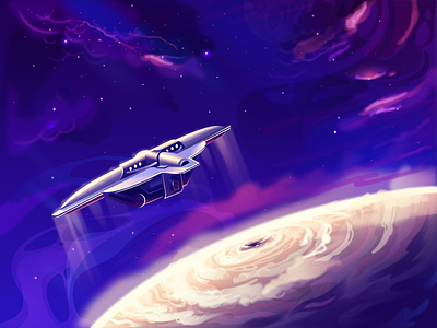 Space journey begins future illustration planet space spaceship tech