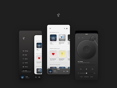 Bonsai - Skeuomorphic Music Streaming Service app branding design minimal skeumorphic type typography ui ux vector