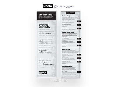 Nona | The Euphoric Menu adobe adobe illustrator design designs illustration illustrator illustrator design menu menu bar menu card menu design menubar menus