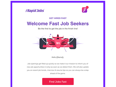 Emails for Rapid Jobs email email template emails fast job board jobs race car speed web design