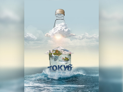 Tokyo water social media post design 3dsmax graphic design photoshop