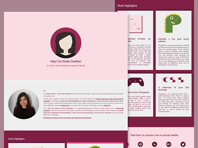 Pinkish Portfolio css personal website pink portfolio