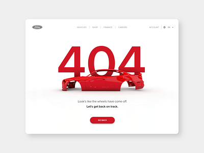 Daily UI #008 / 404 Page 404 app design branding car daily100 dailyui landing page minimalist responsive ui ux
