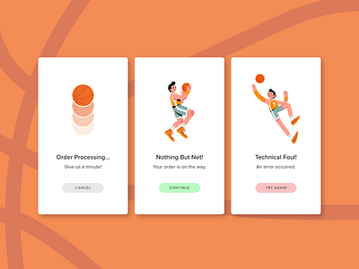 Daily UI #011 / Success + Failure Message app design basketball checkout daily100 dailyui illustration minimalist payment ui ux