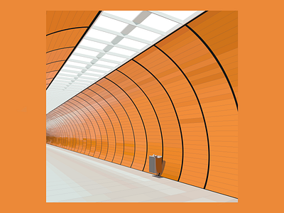 Tunnel Vision 3d abstract colour graphic graphic design illustration lighting minimalist orange shading shadows tunnel underground vector