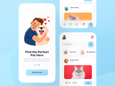 Pet Mobile UI Concept adoption app app design branding cat dog graphic design pet petcare trend ui ui ux uidesign user experience user interface design web webdesign