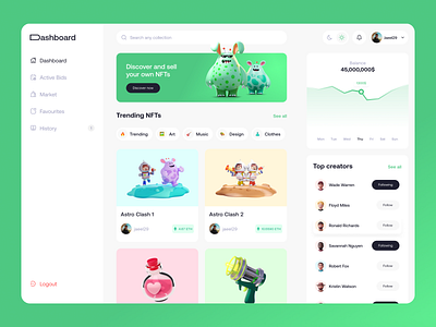 NFT Dashboard animation app app design dashboard design graphic design illustration logo mobile nft ui ui ux uidesign user experience user interface design webdesign