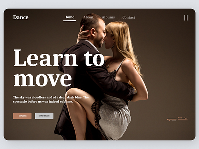 Dance landing Page lading page landing page concept typography ui ux