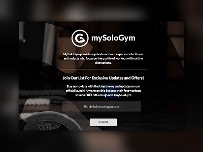 Coming Soon Landing Page for mySoloGym