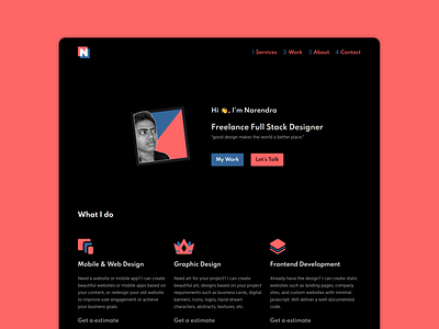 Dark Mode Design - Personal Website branding design personal website portfolio ui