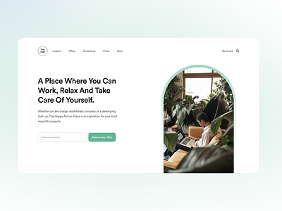 The Happy African Place branding coworking design figma landing page ui