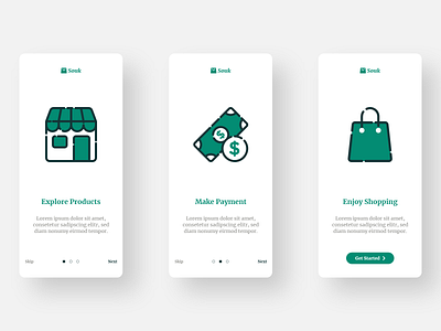 On boarding screens for Ecommerce app