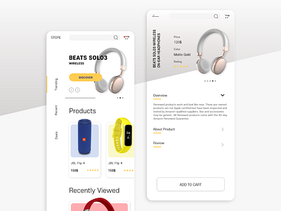 Tech Store App - Product App UI - Shop UI amazon app app design app store design ebay app headphone app headphones minimal minimalist design mobile music shopping app store store app technology app ui ui design ui ux design ux web design