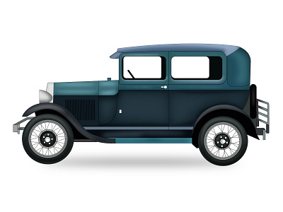 1928 Ford Tudor Sedan design illustration vector