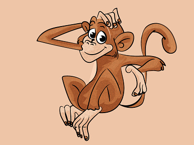 Monkey illustration design digital painting flat illustration vector
