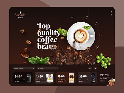 Arevalo Coffee Shop branding design logo sketch ui vector web web design web site website