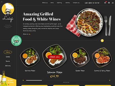 Luigi - Amazing Grilled Food & White Wines branding design logo sketch ui ux vector web web design web site