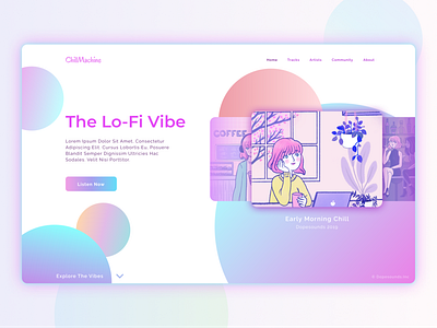 Lo-fi Landing Page Design design figma graphic design hiphop homepage landing page lofi music product design ui user interface ux visual design website website design wix xd