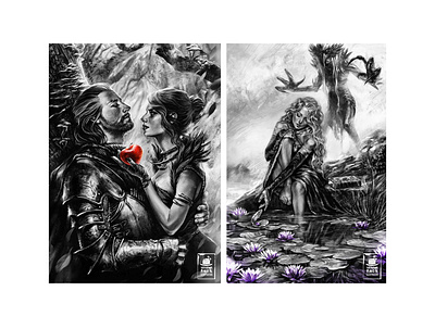 Illustartions for a fantasy novel black and white book art book illustration digital art digital illustration illustration