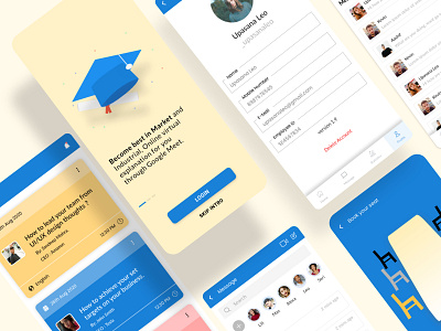 UI/UX learning community app UI 2d adobe xd app branding community app design education educational branding illustration interaction design minimal mobile mobile app design mobile ui student trending ui ui ui design ux ux design