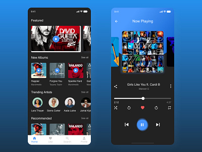 Dark themed - Music app UI