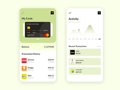 Card expenses tracker 2021 2d android app application branding card card design expenditure fresh funds interaction design ios light colors minimal minimalist mobile neat ui ux