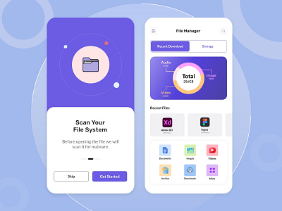 File manager app design app app design applications branding cleaner designer file management file manager illustration minimal scanner security app trending ui ui design uiux ux virus