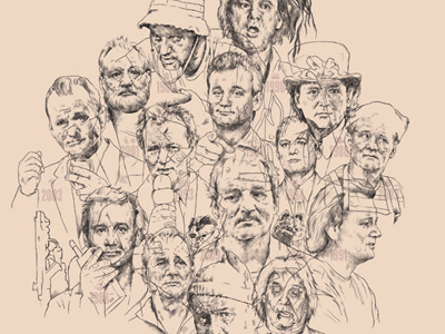 Dribbble 055 bill bill murray drawing ghostbusters illustraton incomplete movies portrait poster sketch steve zissou wes anderson