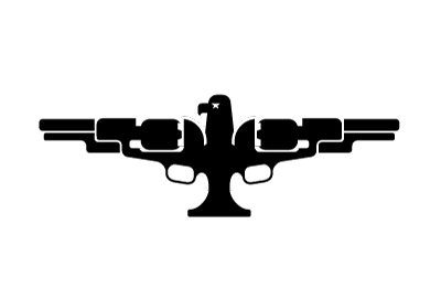 Antique Firearm Dealer Logo bird black dragoon eagle gun logo star