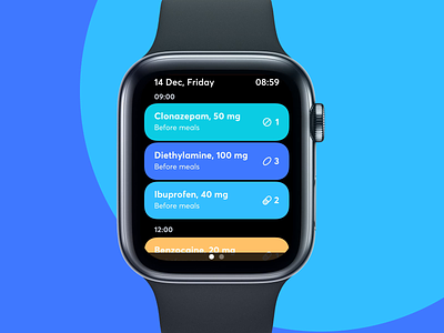 Time for Pills - Apple Watch App animation app apple watch fireart fireart studio health healthcare interaction medical medicine pills ui ux