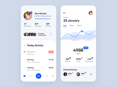 Fitness App activity app fitness fitness app graphic health healthcare ios mobile schedule statistics ui ux