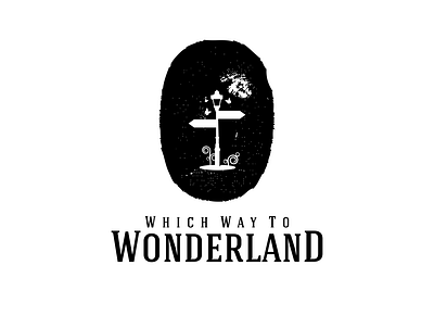 Which Way to Wonderland butterfly classic classy elegant grayscale illustration mark monogram logo mystery mystic vector