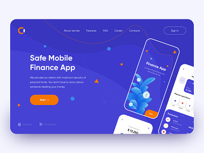 Landing for mobile finance - Webdesign