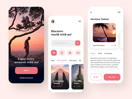 Travel service - Mobile App by Anastasia Golovko on Dribbble