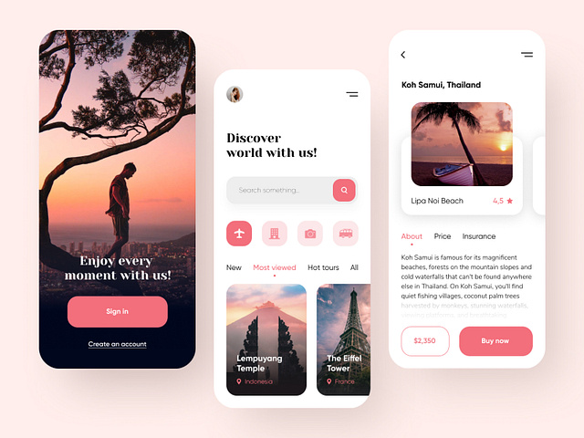 Travel service - Mobile App by Anastasia Golovko on Dribbble