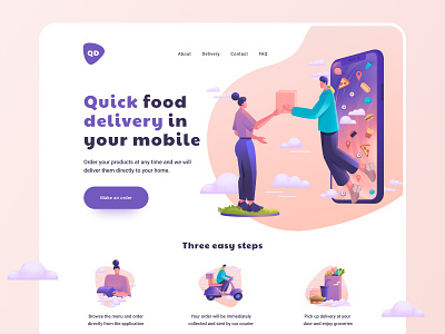Food Delivery - Web Design delivery delivery app delivery service food food app fooddelivery illustraion web design webdesign website website design