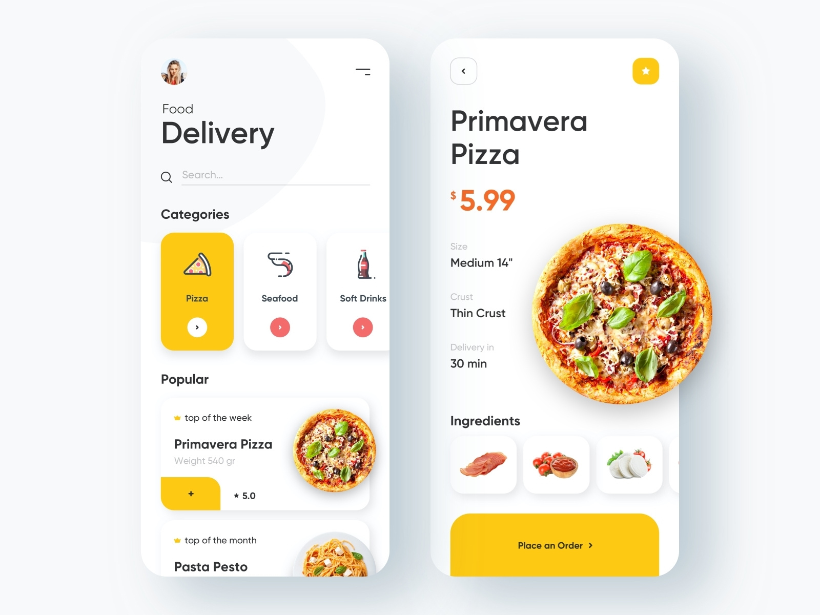 Food Delivery - Mobile App by Anastasia Golovko on Dribbble